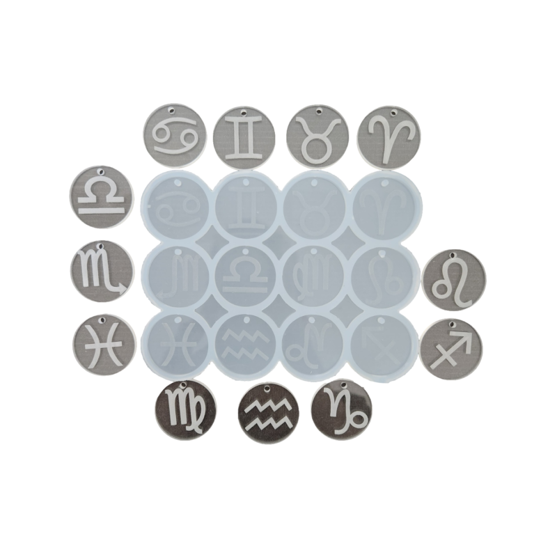 Molde Silicona Circulos 3,5cm Signos Zodiacos