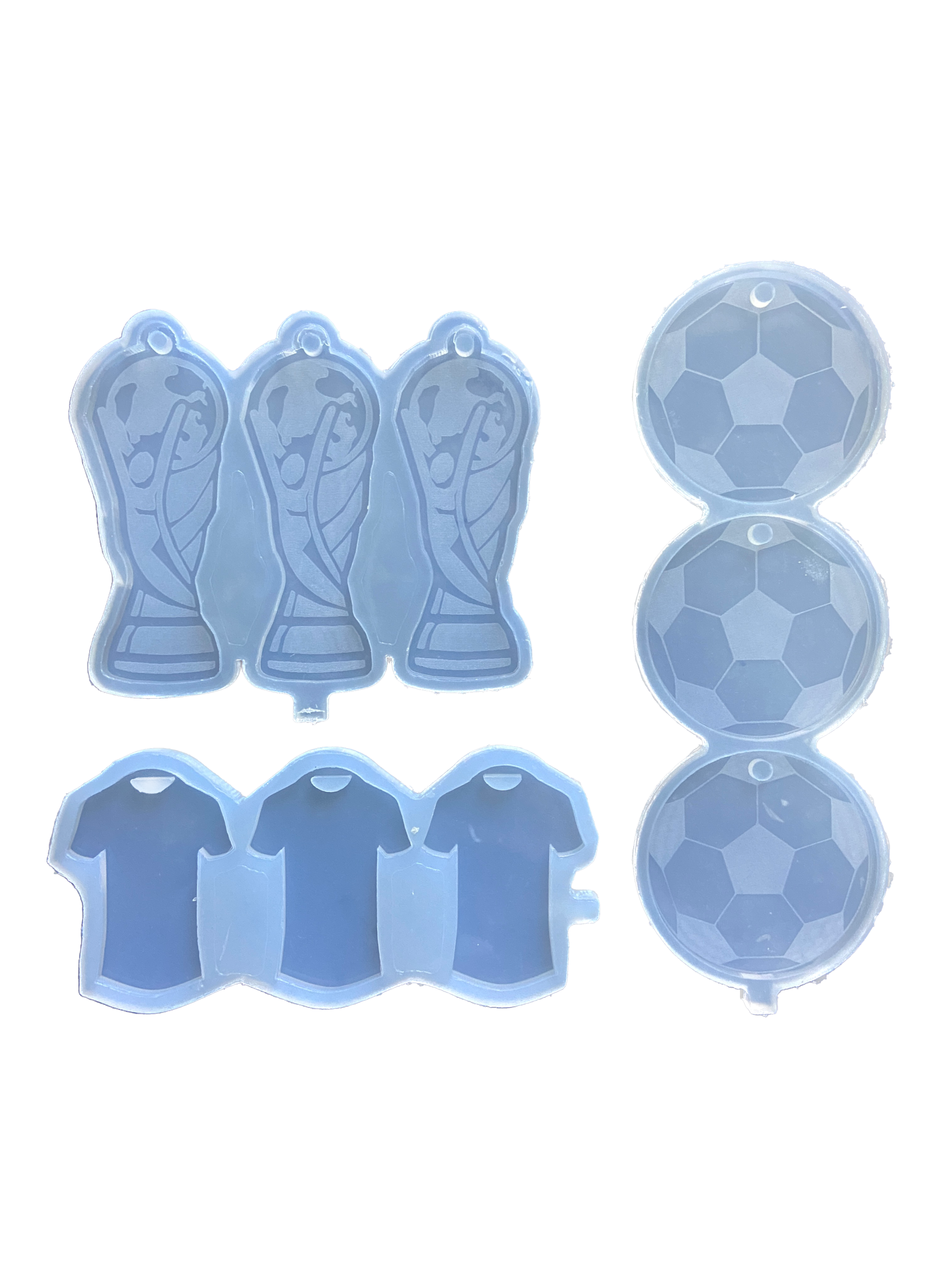 Kit 3 Moldes Silicona Llaveros Futbol 5cm